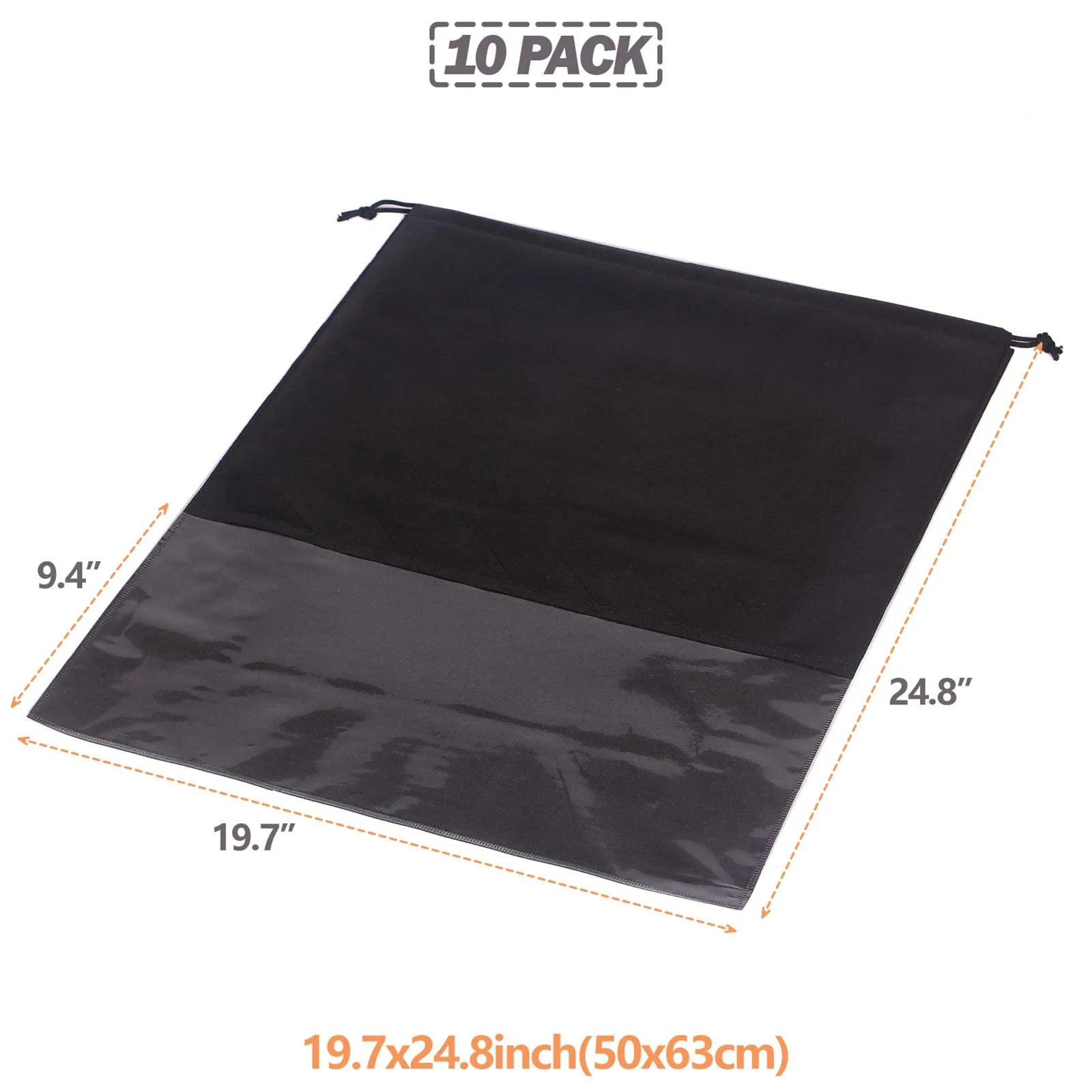 10 Pack Jumbo Non-Woven Fabric Dustproof Drawstring Dust Covers Large Cloth Storage Pouch String Bag for Handbags Purses Shoes Boots