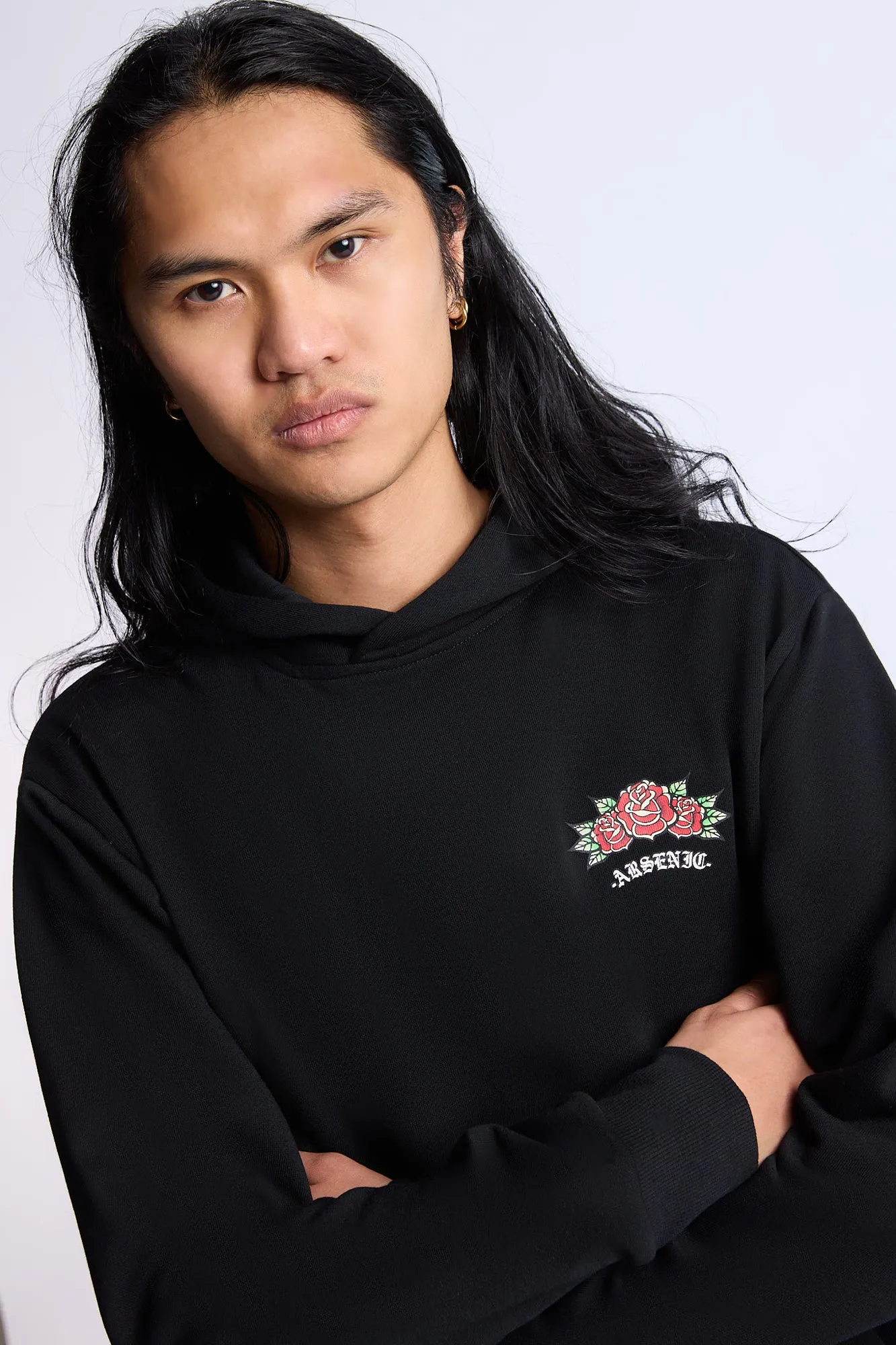 Arsenic Mens Rose Graphic Hoodie