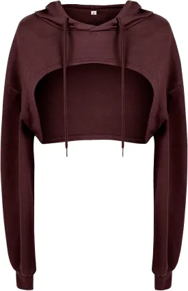 BEJONS Women Long Sleeve Cropped Super Crop Top Hoodies Sweatshirt Aesthetic Punk Hip Hop Dance Sexy Rave Cloth