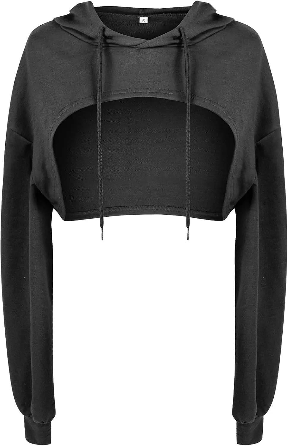 BEJONS Women Long Sleeve Cropped Super Crop Top Hoodies Sweatshirt Aesthetic Punk Hip Hop Dance Sexy Rave Cloth