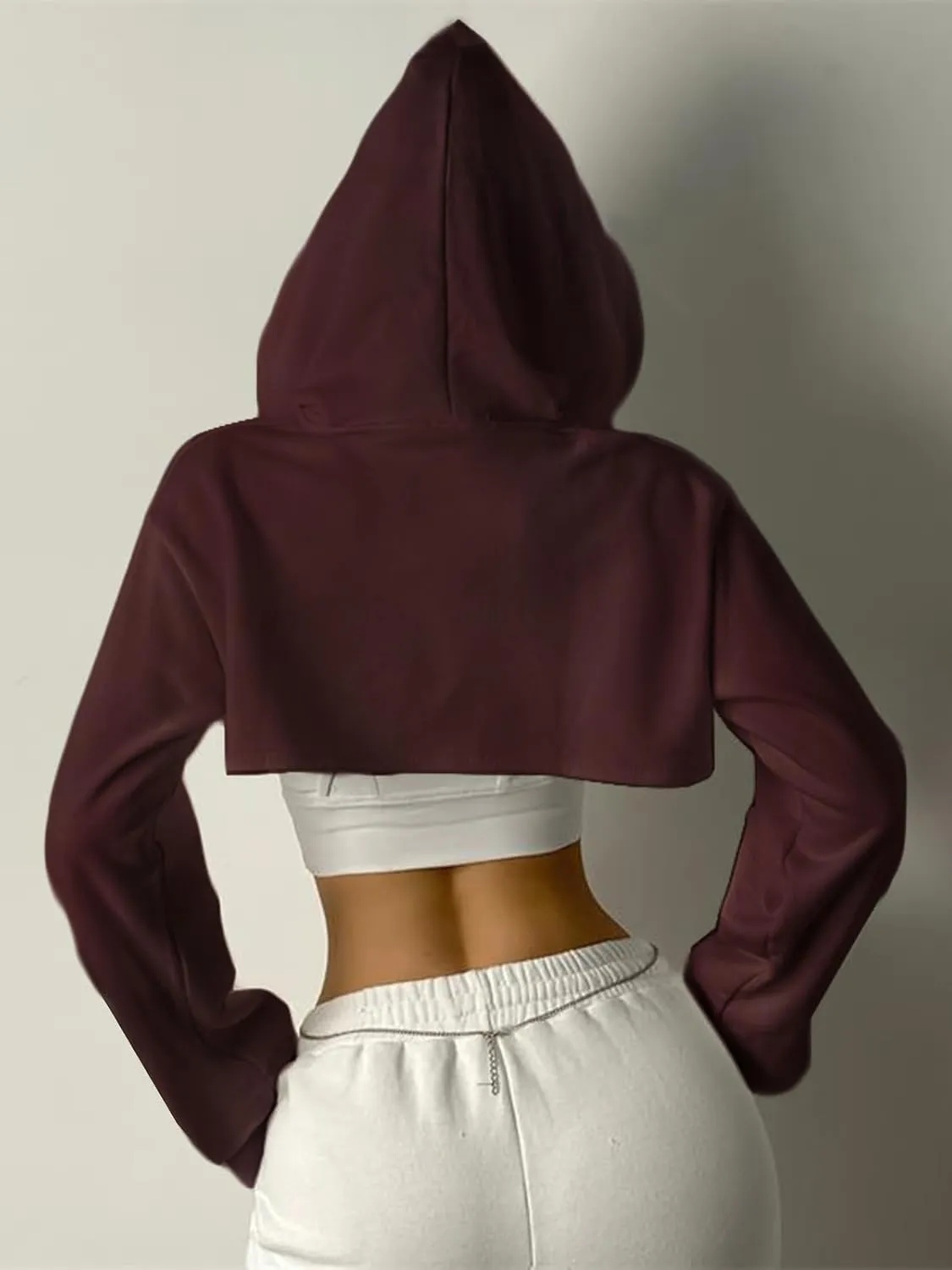 BEJONS Women Long Sleeve Cropped Super Crop Top Hoodies Sweatshirt Aesthetic Punk Hip Hop Dance Sexy Rave Cloth