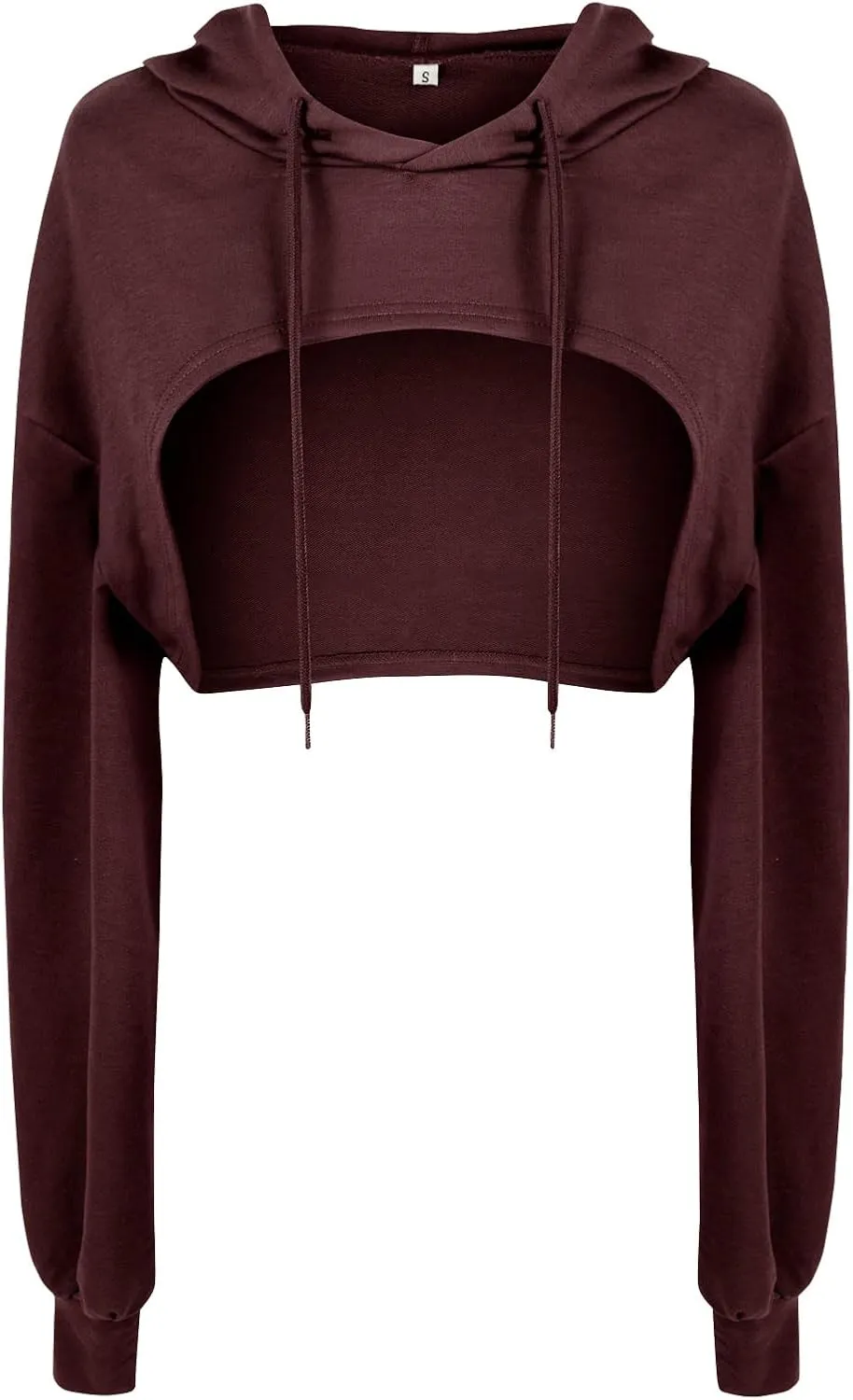 BEJONS Women Long Sleeve Cropped Super Crop Top Hoodies Sweatshirt Aesthetic Punk Hip Hop Dance Sexy Rave Cloth