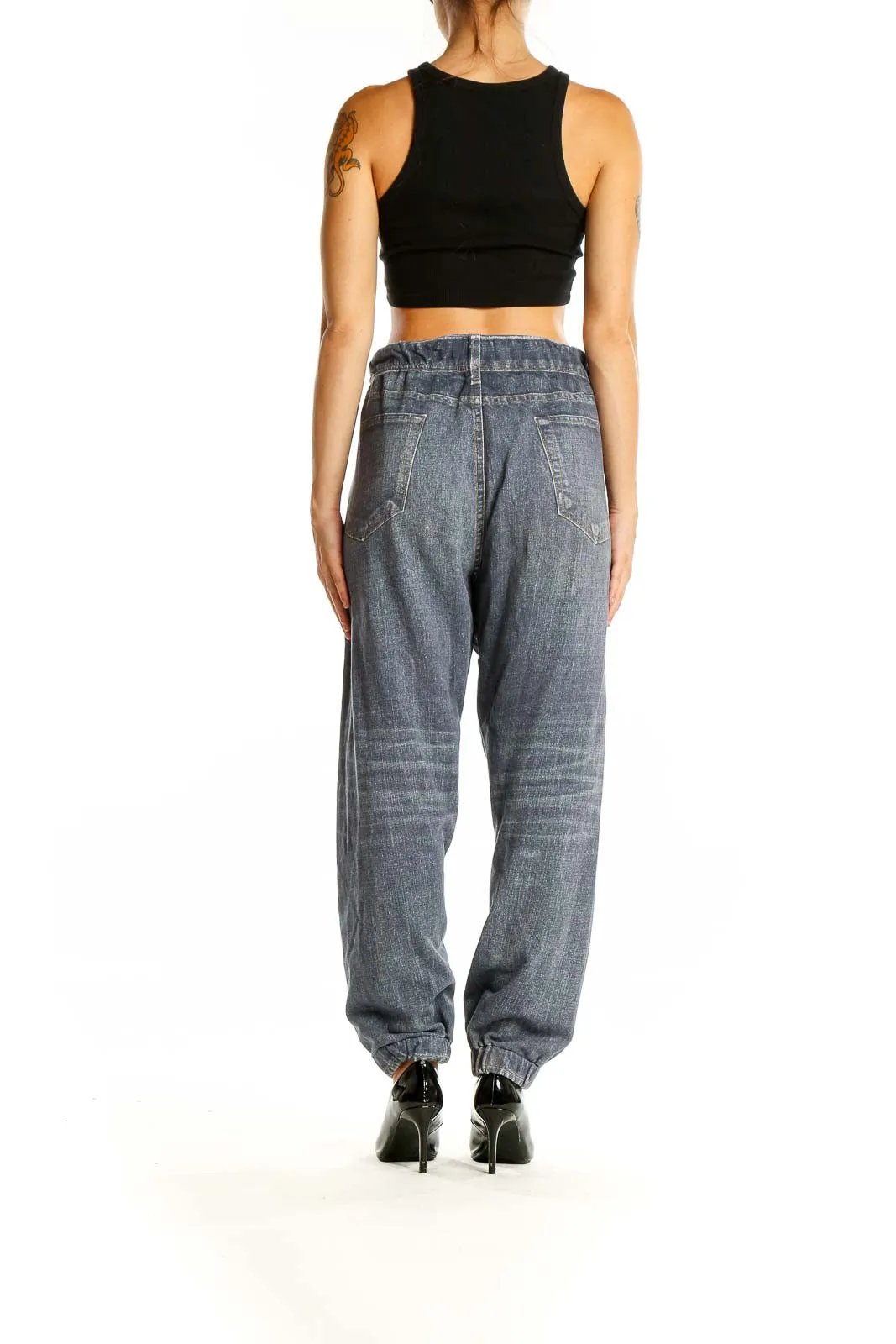 Blue Relaxed Fit Denim Jogger Pants