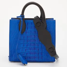 Blue/Black Leather and Crocodile Mini Padlock All Afternoon Tote