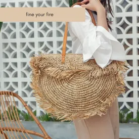 Bohemian Round Tassel Women Straw Bag Designer Spike Paper Rattan Shoulder Bags Large Casual Handbags Summer Beach Woven Purses