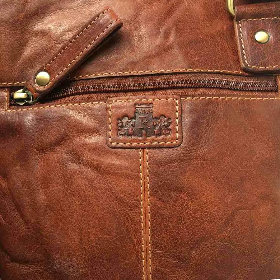 Bronco Cognac Cross Body Bag With Front Pocket