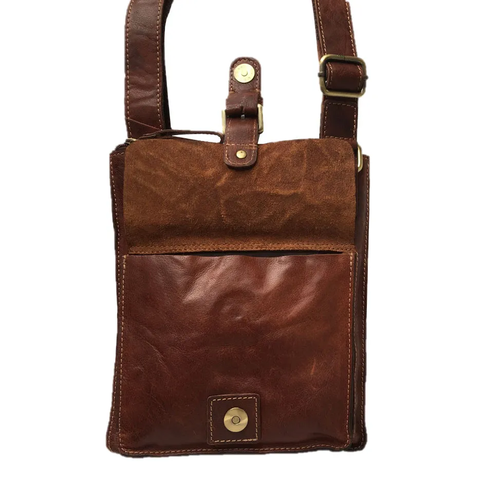 Bronco Cognac Cross Body Bag With Front Pocket