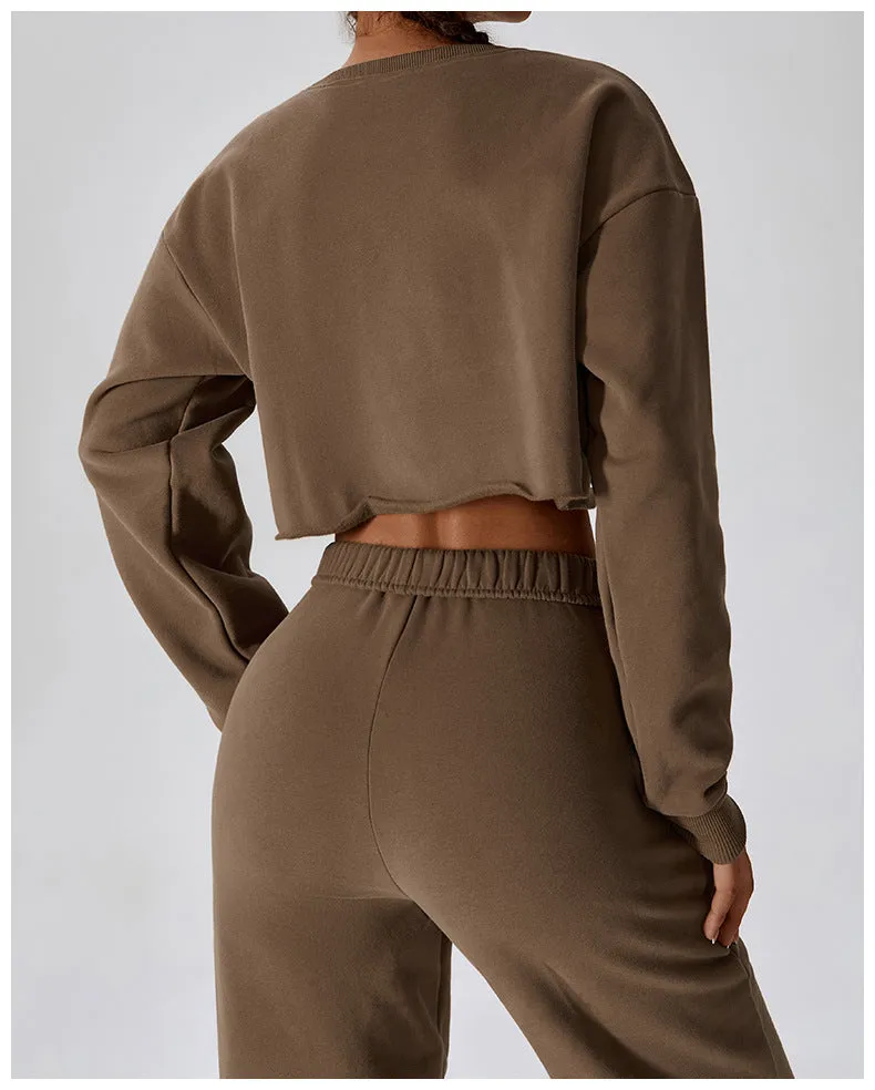 Cashmere Plush Waffle Cropped Long Sleeve