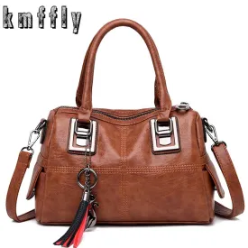 Christmas Gift Vintage Leather Ladies HandBags Women Messenger Bags TotesTassel Designer Crossbody Shoulder Bag Boston Hand Bags Sac a main