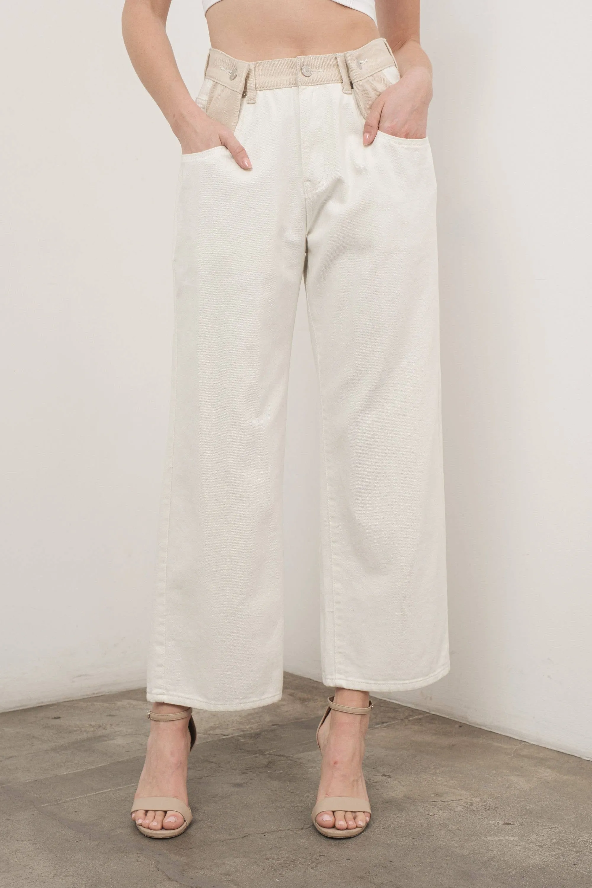 Color Blocked Denim Pants