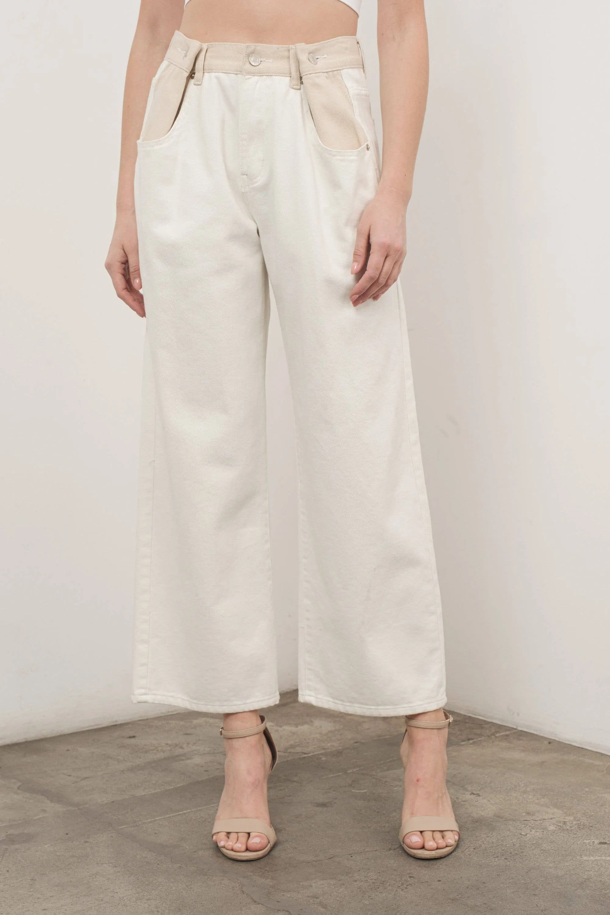 Color Blocked Denim Pants