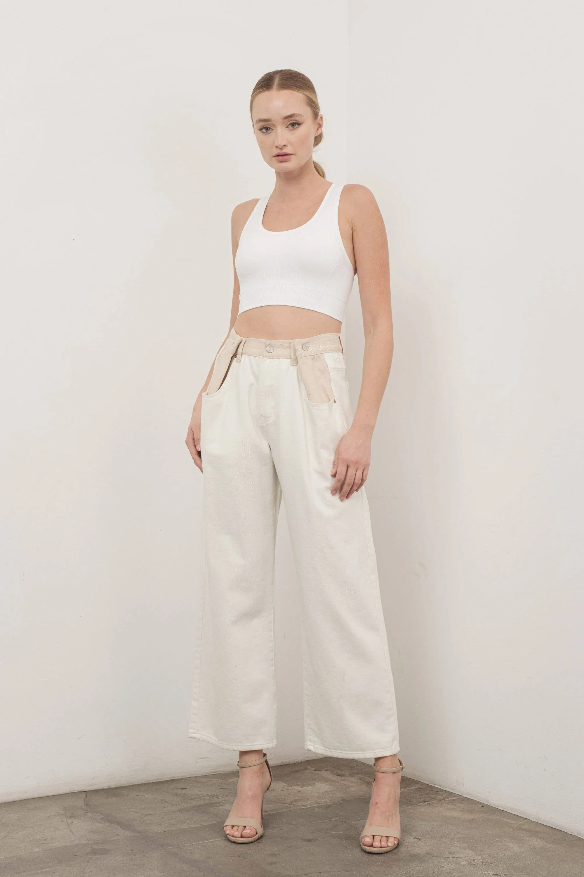 Color Blocked Denim Pants