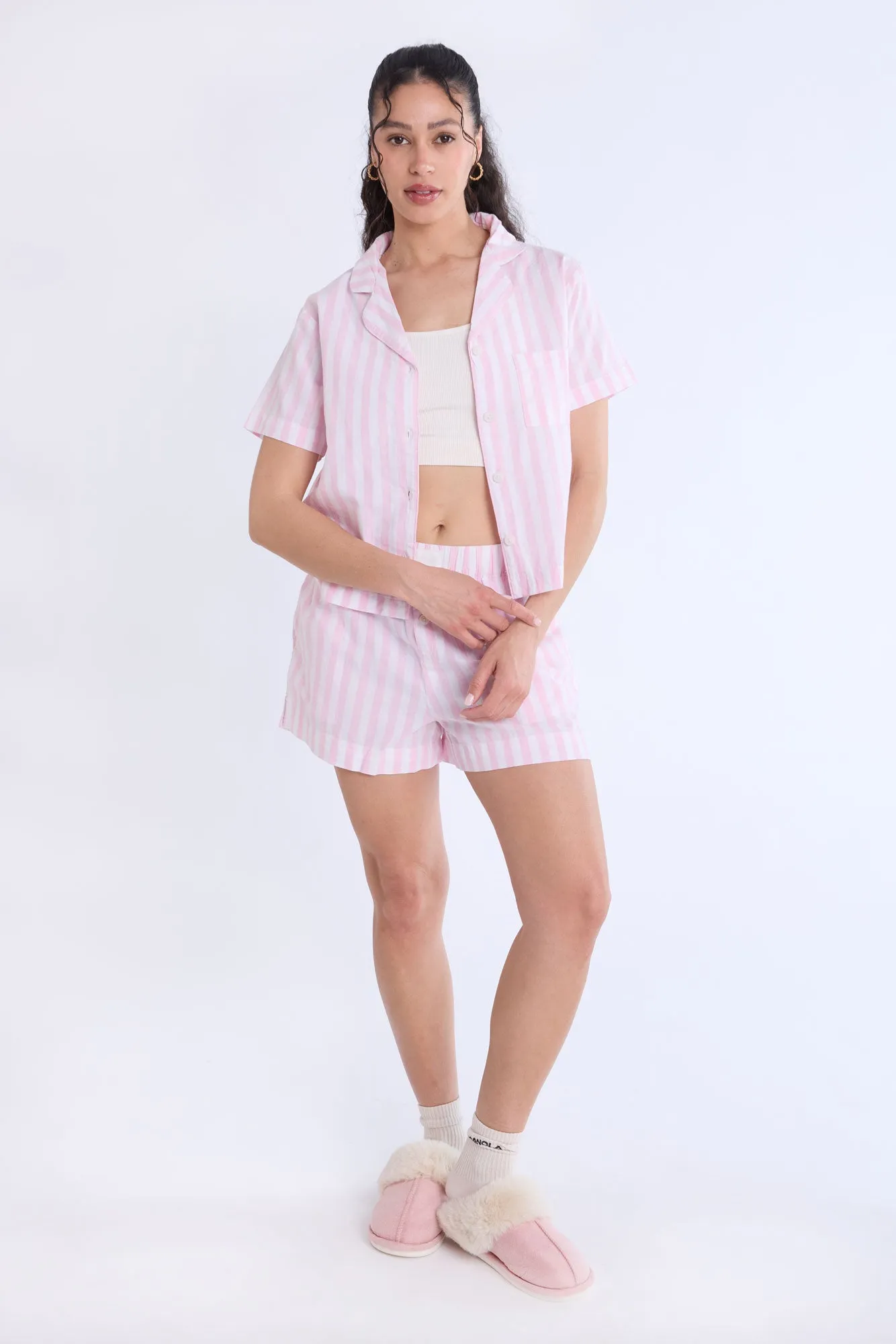 Cotton Pajama Striped Boxer Shorts