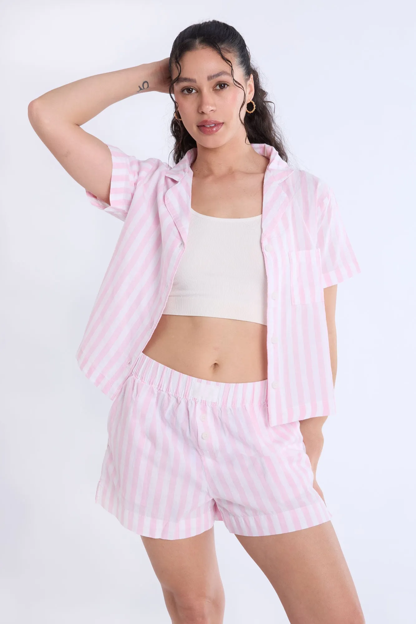 Cotton Pajama Striped Boxer Shorts