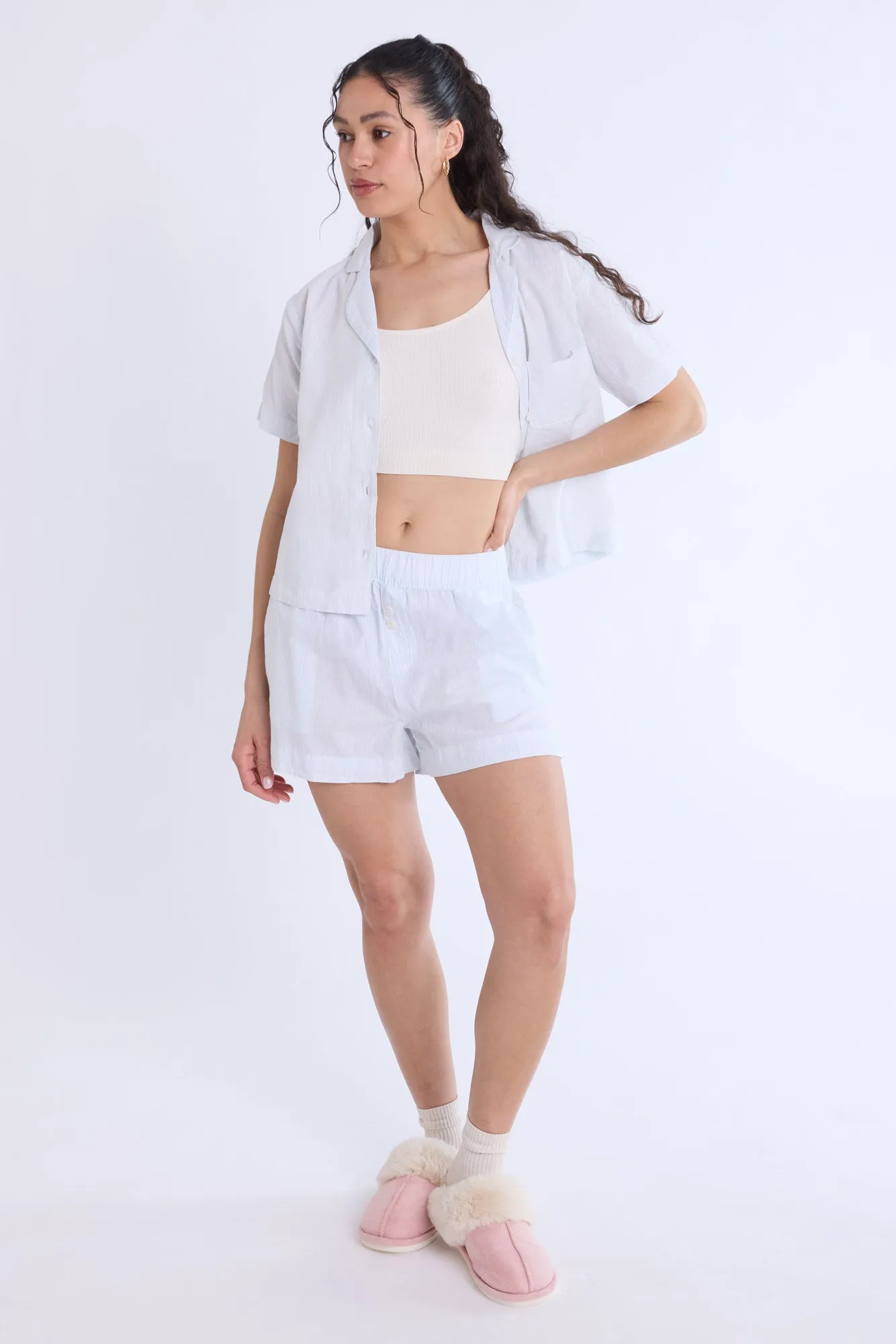 Cotton Pajama Striped Boxer Shorts