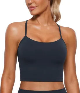 CRZ YOGA Womens Butterluxe Y Back Longline Sports Bras - Spaghetti Straps Racerback Padded Yoga Workout Crop Tank Top