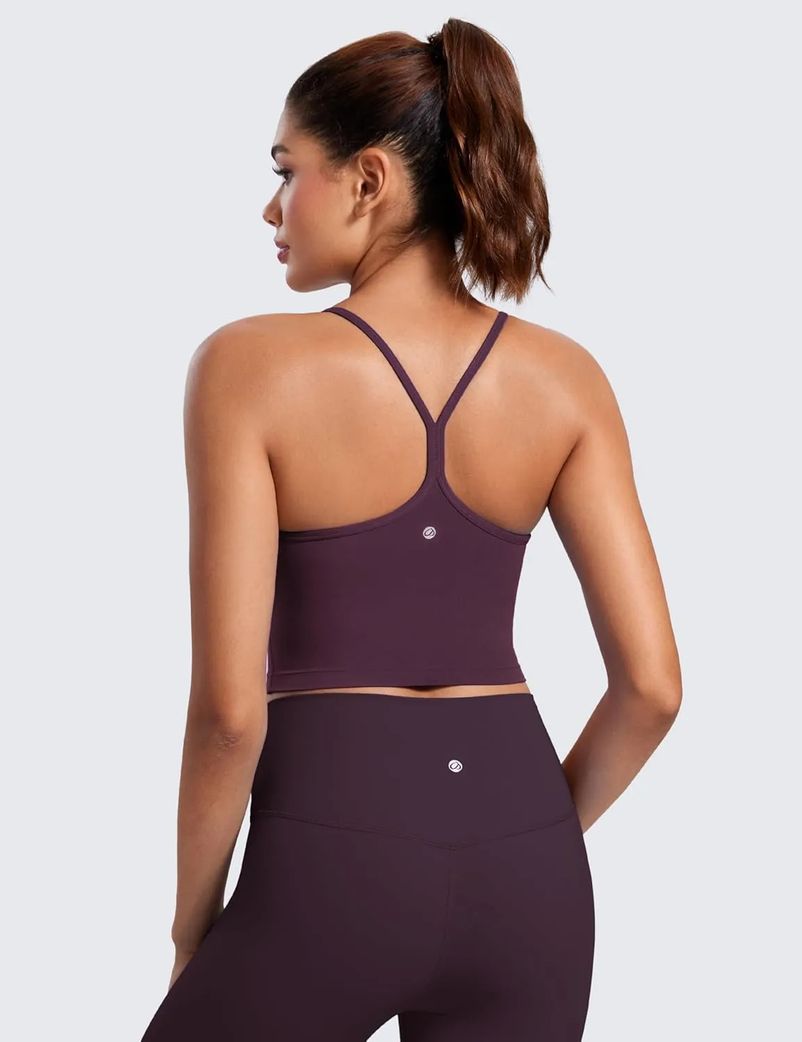 CRZ YOGA Womens Butterluxe Y Back Longline Sports Bras - Spaghetti Straps Racerback Padded Yoga Workout Crop Tank Top