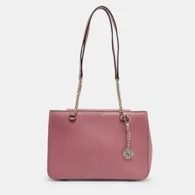 DKNY Pink Leather Bryant Park Chain Tote