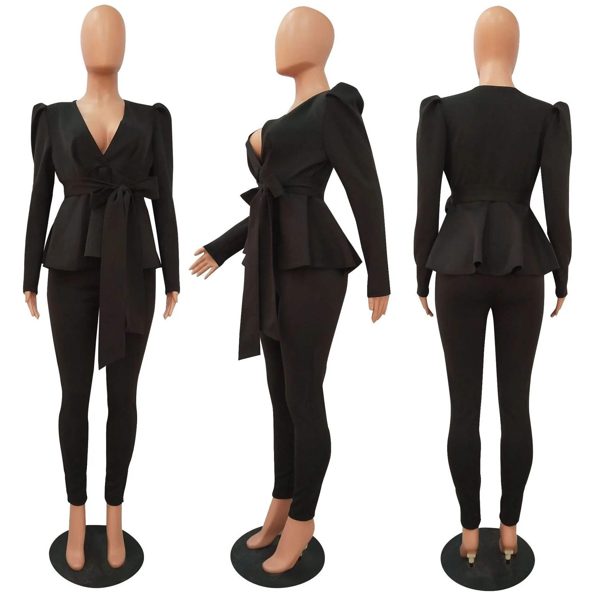 Fashion Ruffle Air Layer Professional Uniform Two piece set