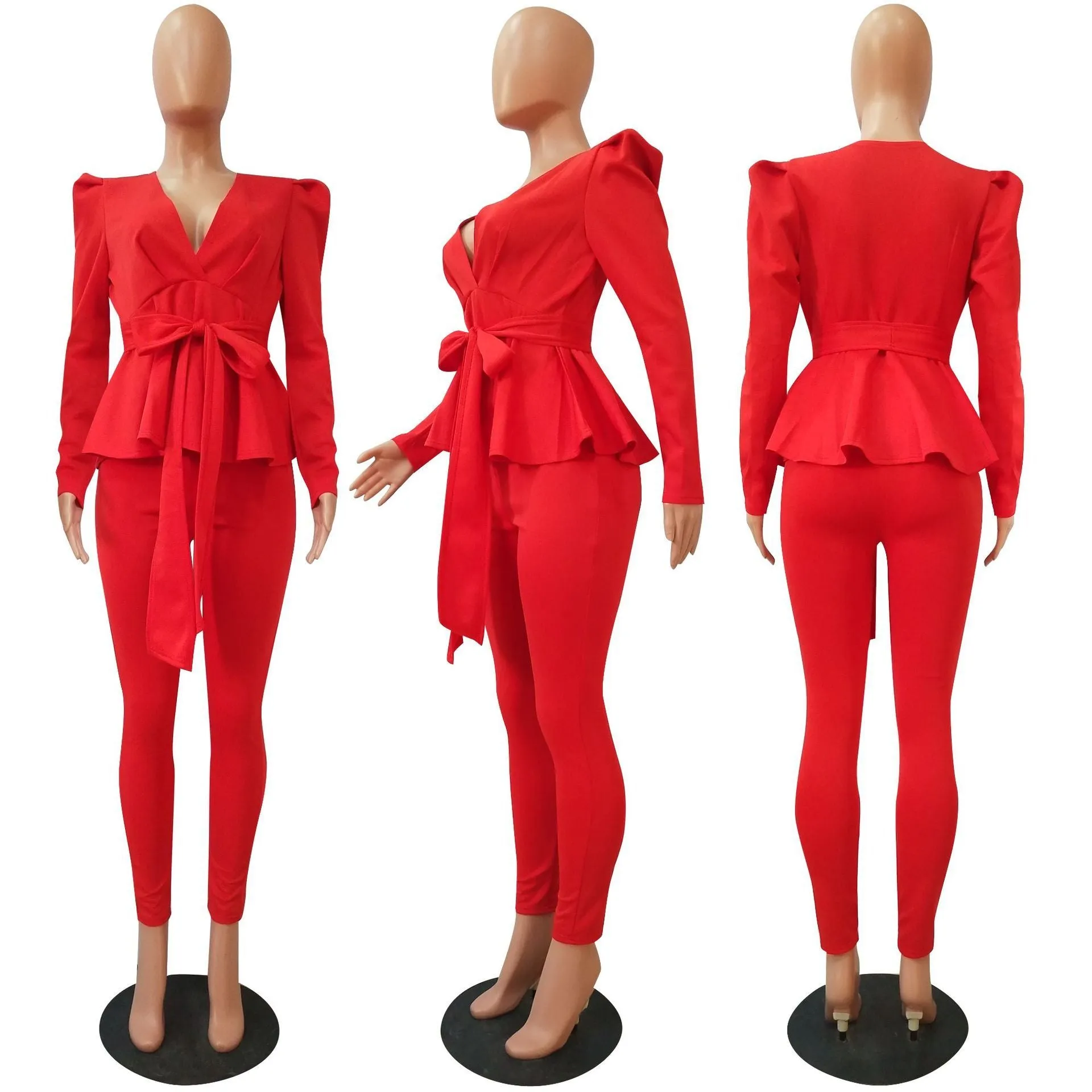 Fashion Ruffle Air Layer Professional Uniform Two piece set