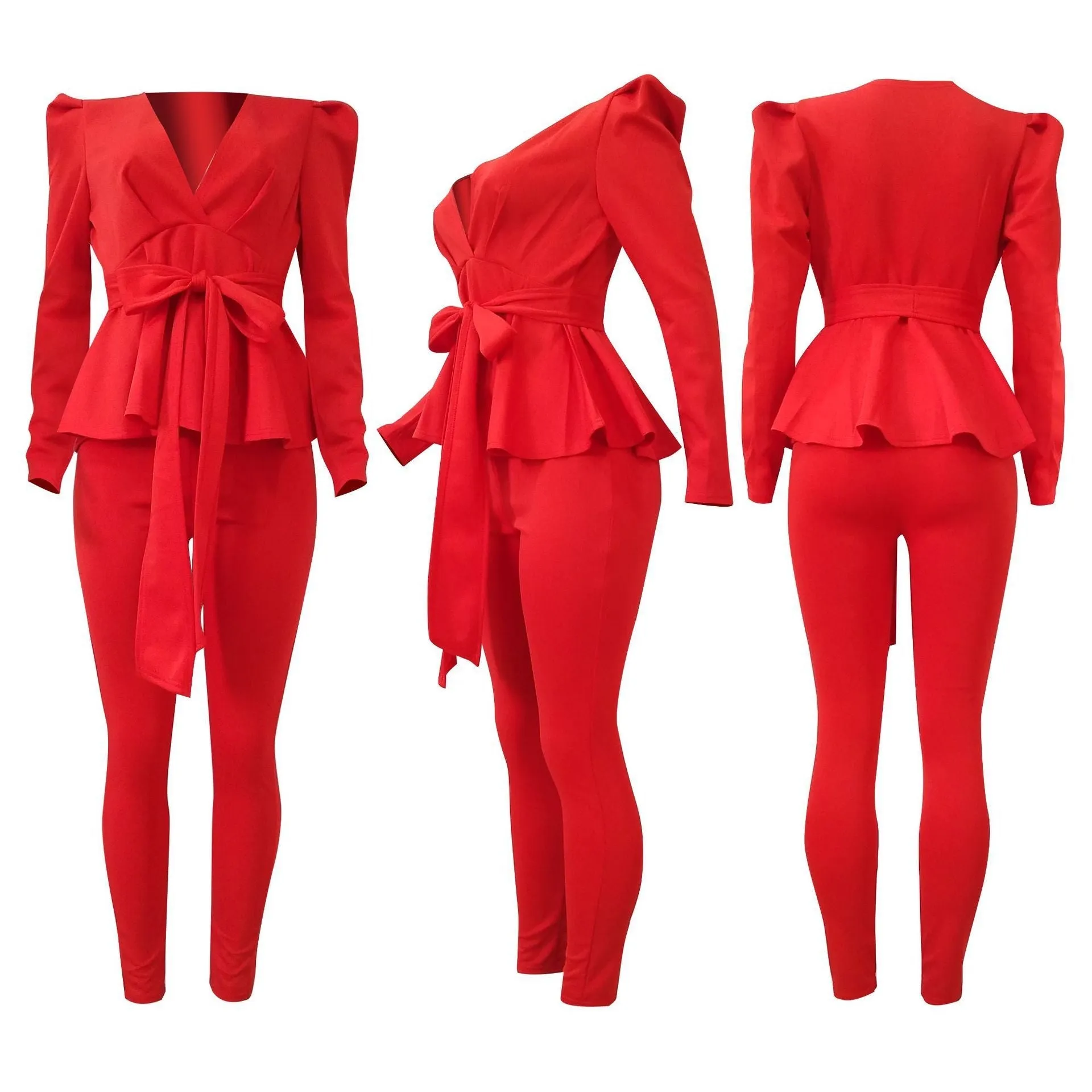 Fashion Ruffle Air Layer Professional Uniform Two piece set