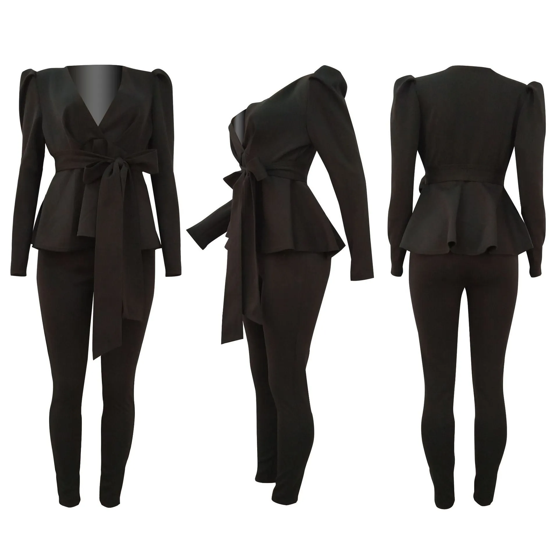 Fashion Ruffle Air Layer Professional Uniform Two piece set