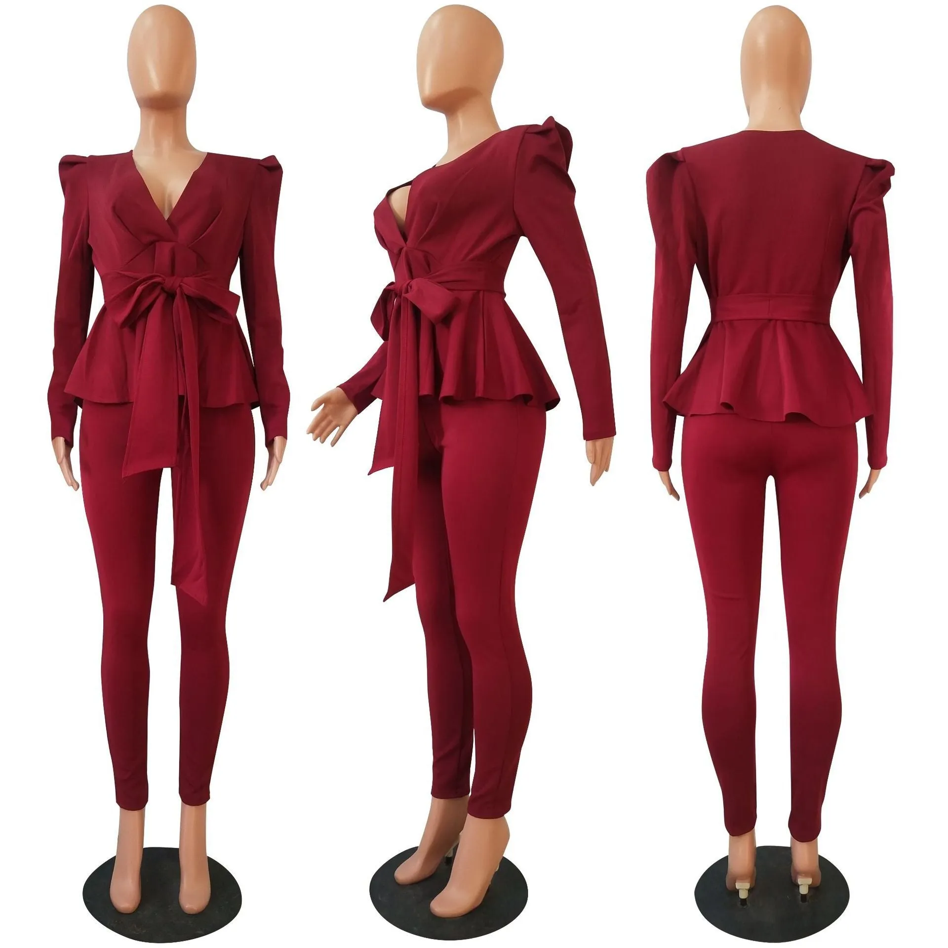 Fashion Ruffle Air Layer Professional Uniform Two piece set