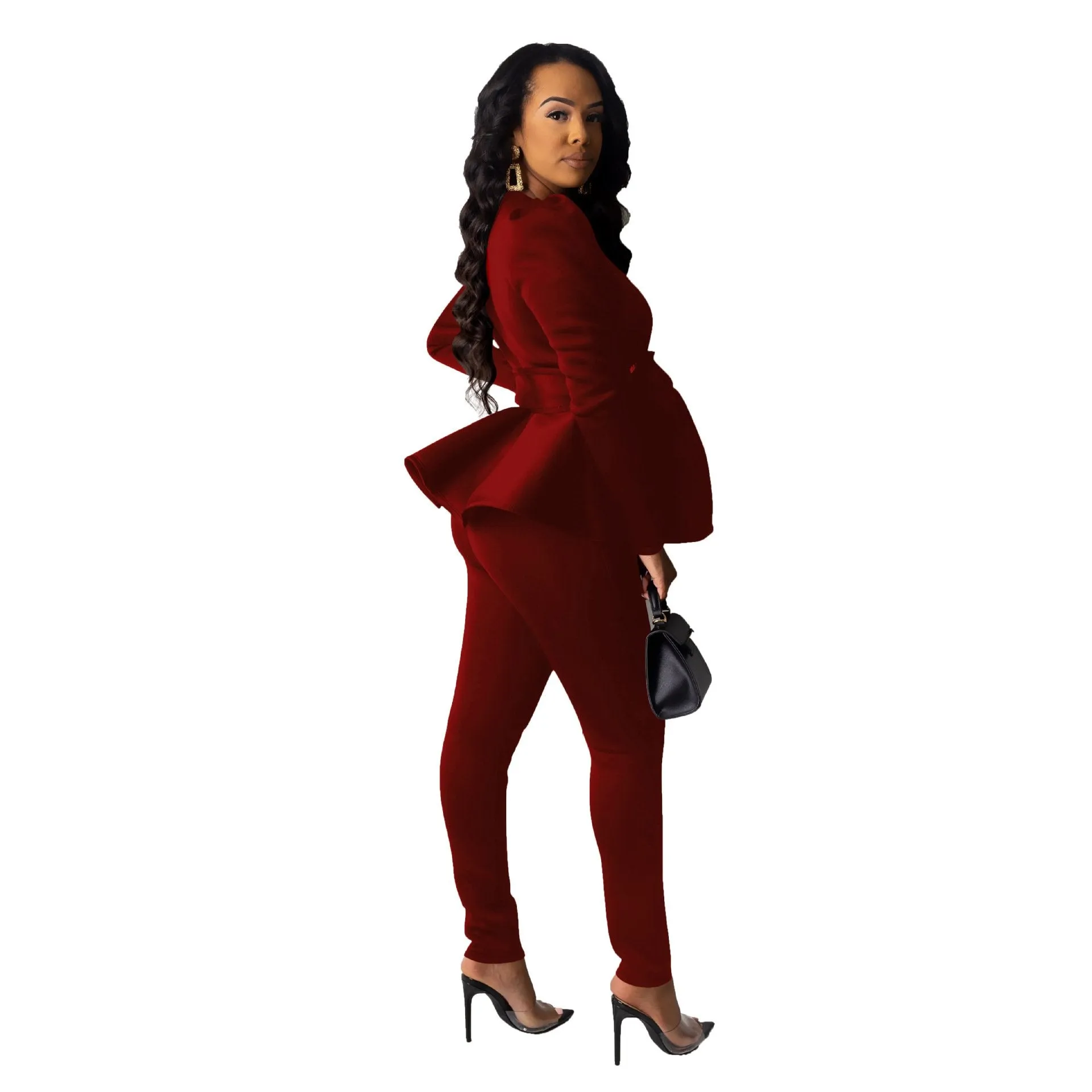 Fashion Ruffle Air Layer Professional Uniform Two piece set