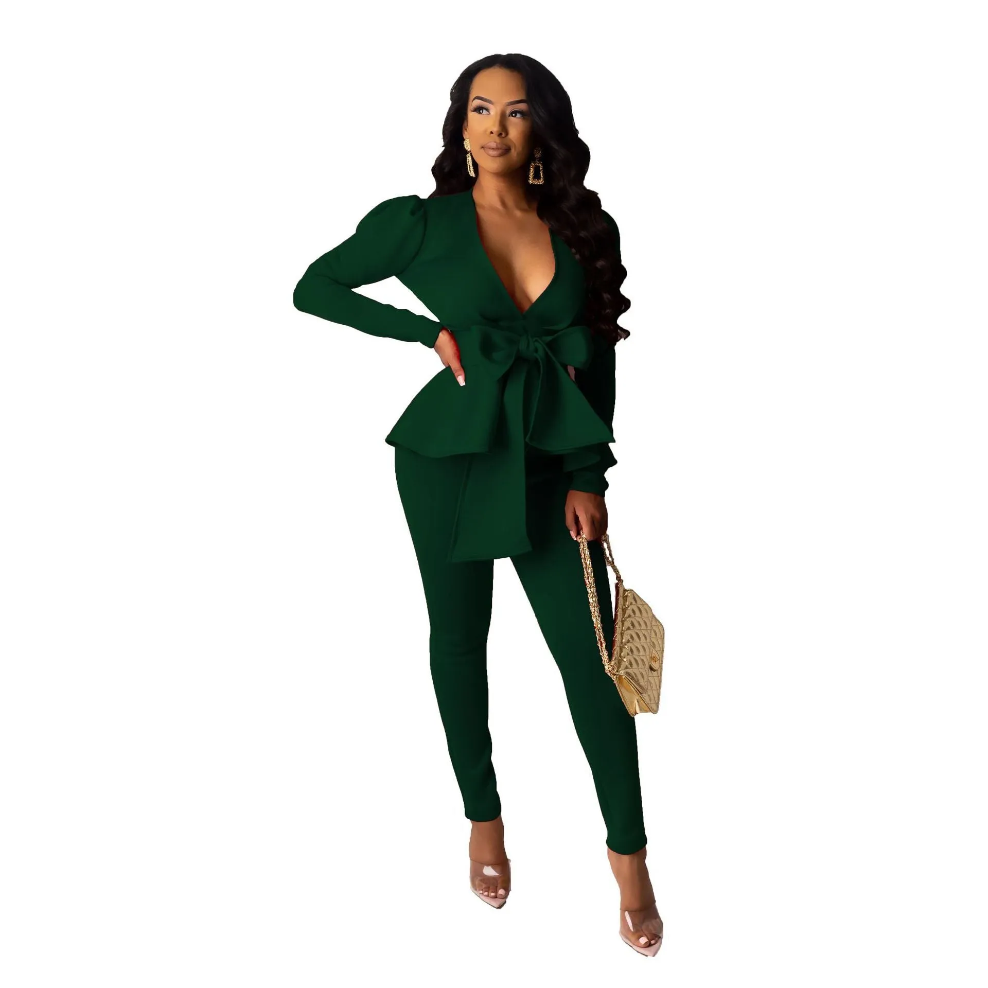 Fashion Ruffle Air Layer Professional Uniform Two piece set