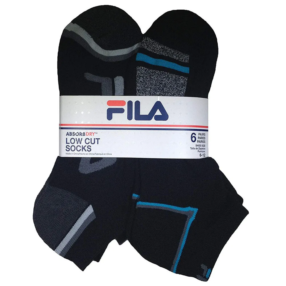 Fila Men's 6 Pairs AbsorbDry Athletic Low Cut Socks