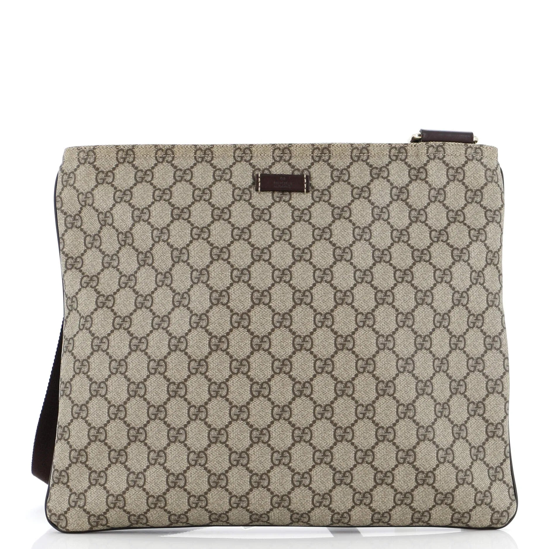 GUCCI Zip Top Messenger Bag GG Coated Canvas Large