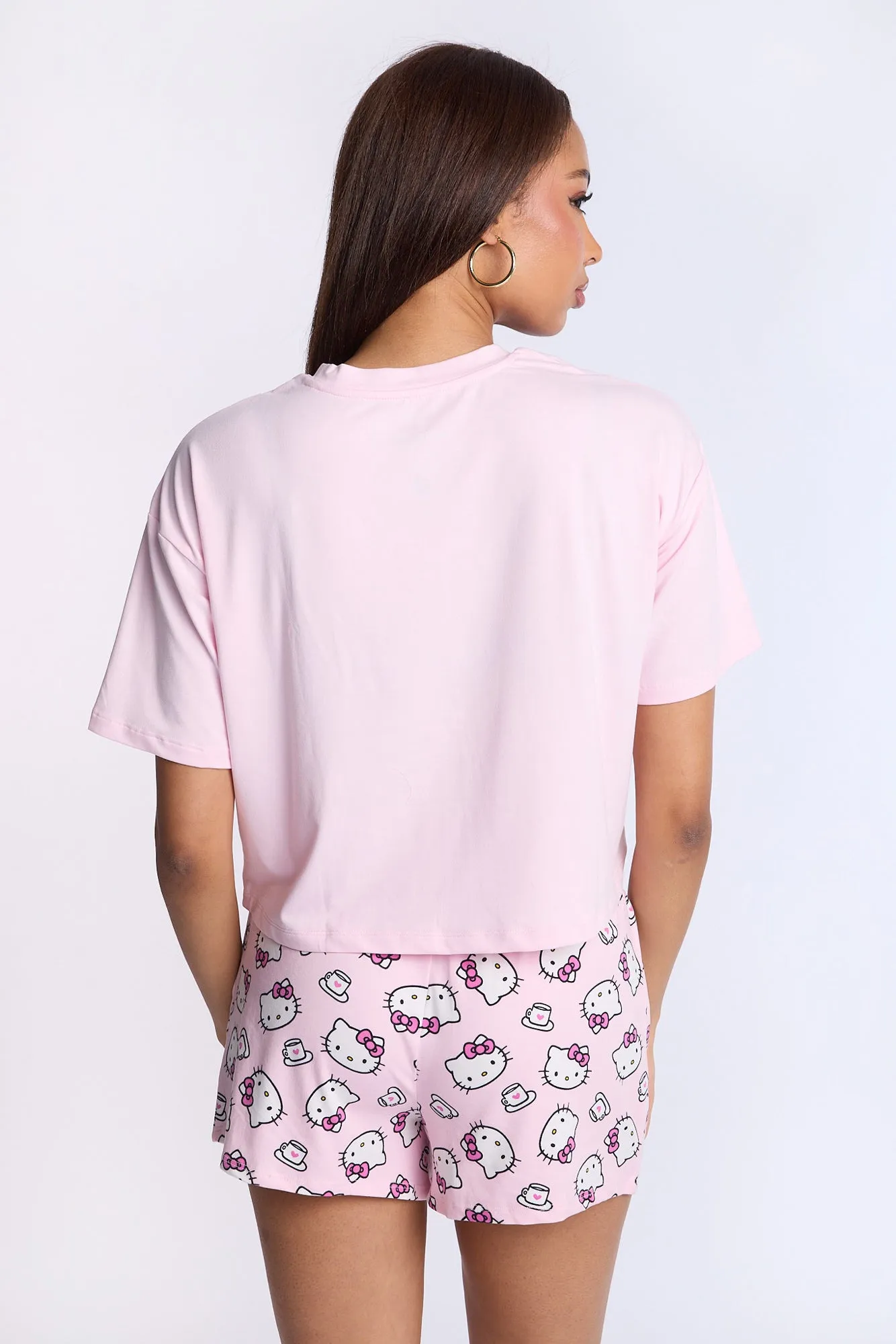 Hello Kittty Coffee Super Soft Pajama Tee And Shorts 2-Piece Set