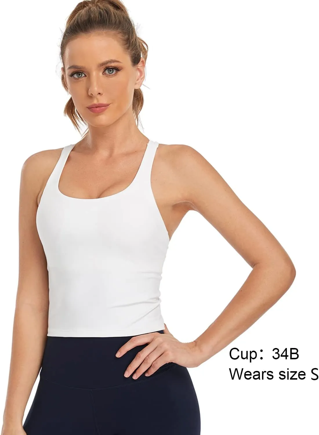 HeyNuts Longline Zeal Bras Medium Impact Wirefree Sports Bras Workout Tank Tops with Removable Pads, A-D Cups