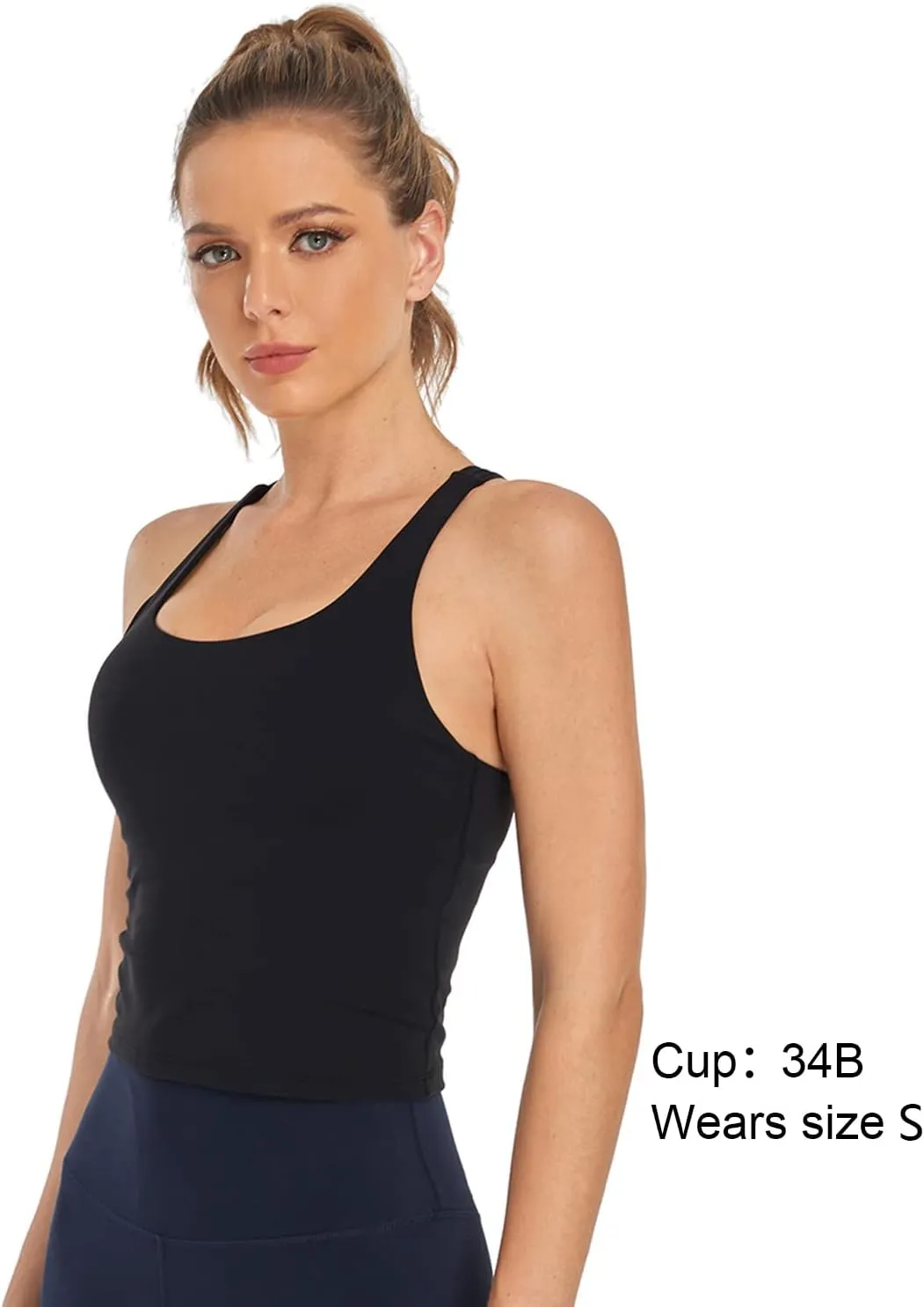HeyNuts Longline Zeal Bras Medium Impact Wirefree Sports Bras Workout Tank Tops with Removable Pads, A-D Cups