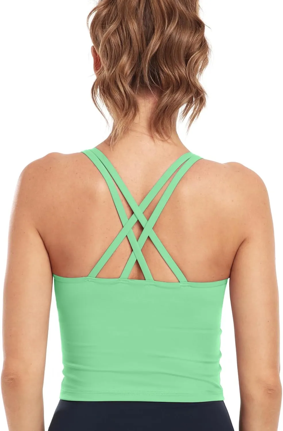 HeyNuts Longline Zeal Bras Medium Impact Wirefree Sports Bras Workout Tank Tops with Removable Pads, A-D Cups