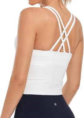 HeyNuts Longline Zeal Bras Medium Impact Wirefree Sports Bras Workout Tank Tops with Removable Pads, A-D Cups