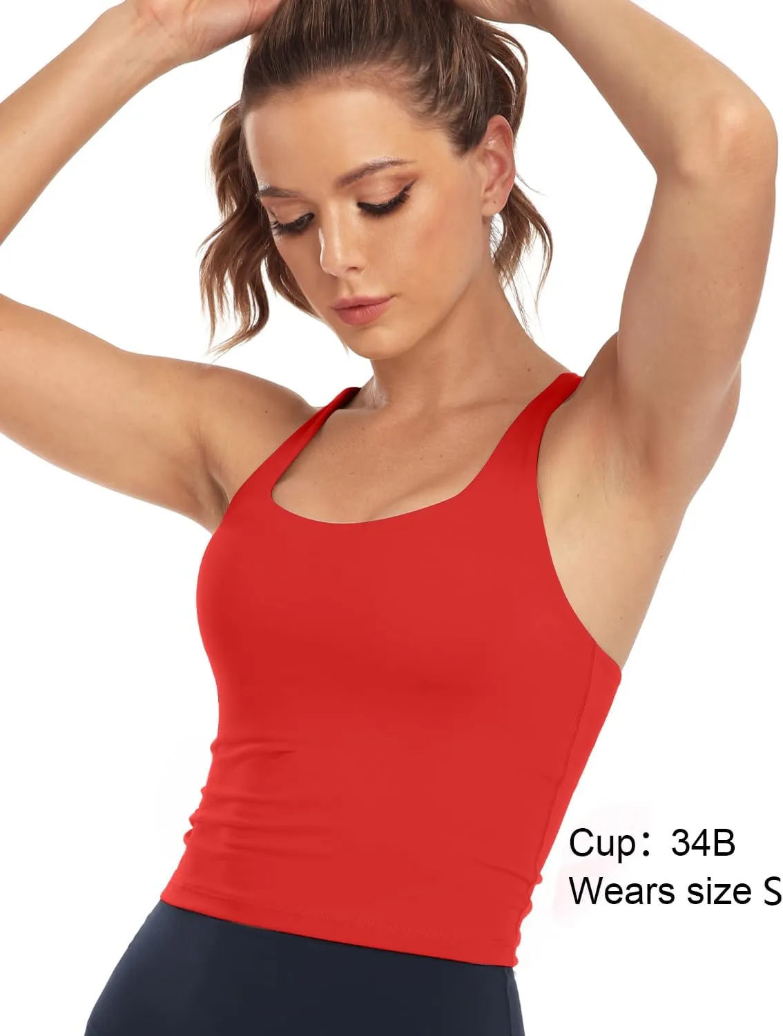 HeyNuts Longline Zeal Bras Medium Impact Wirefree Sports Bras Workout Tank Tops with Removable Pads, A-D Cups