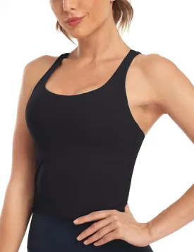 HeyNuts Longline Zeal Bras Medium Impact Wirefree Sports Bras Workout Tank Tops with Removable Pads, A-D Cups