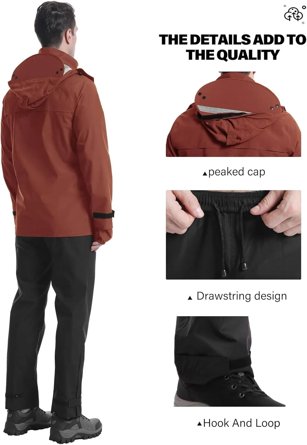 iCreek Rain Suit Waterproof Jacket with Pants 2 Pieces Breathable Lightweight Packable Raincoat with Hooded Rain Gear Unisex