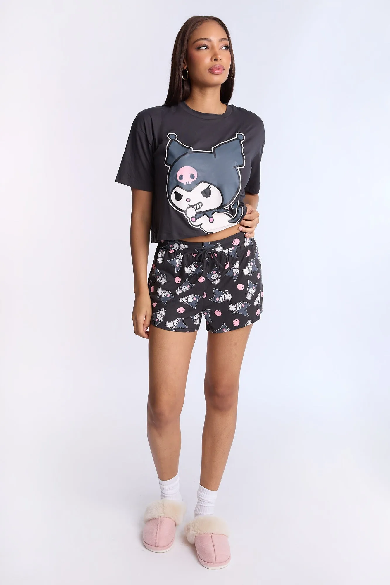 Kuromi Super Soft Pajama Tee And Shorts 2-Piece Set