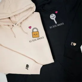 Lock & Key Custom Roman Numeral Hoodies - Personalized Anniversary Gifts For Couples