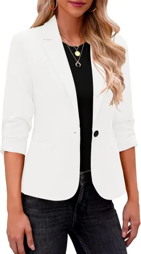 LookbookStore Blazers for Women Suit Jackets Dressy 3/4 Sleeve Blazer Business Casual Outfits for Work