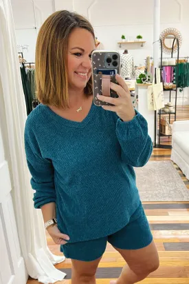 Maude Ribbed Hacci Shorts Set Teal