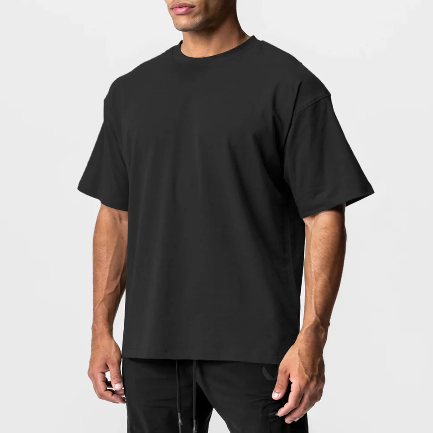 Men's Cotton Short Sleeve Crew Neck Shirts Athletic Tops Tees Oversized Gym Clothes for Men S-XXL