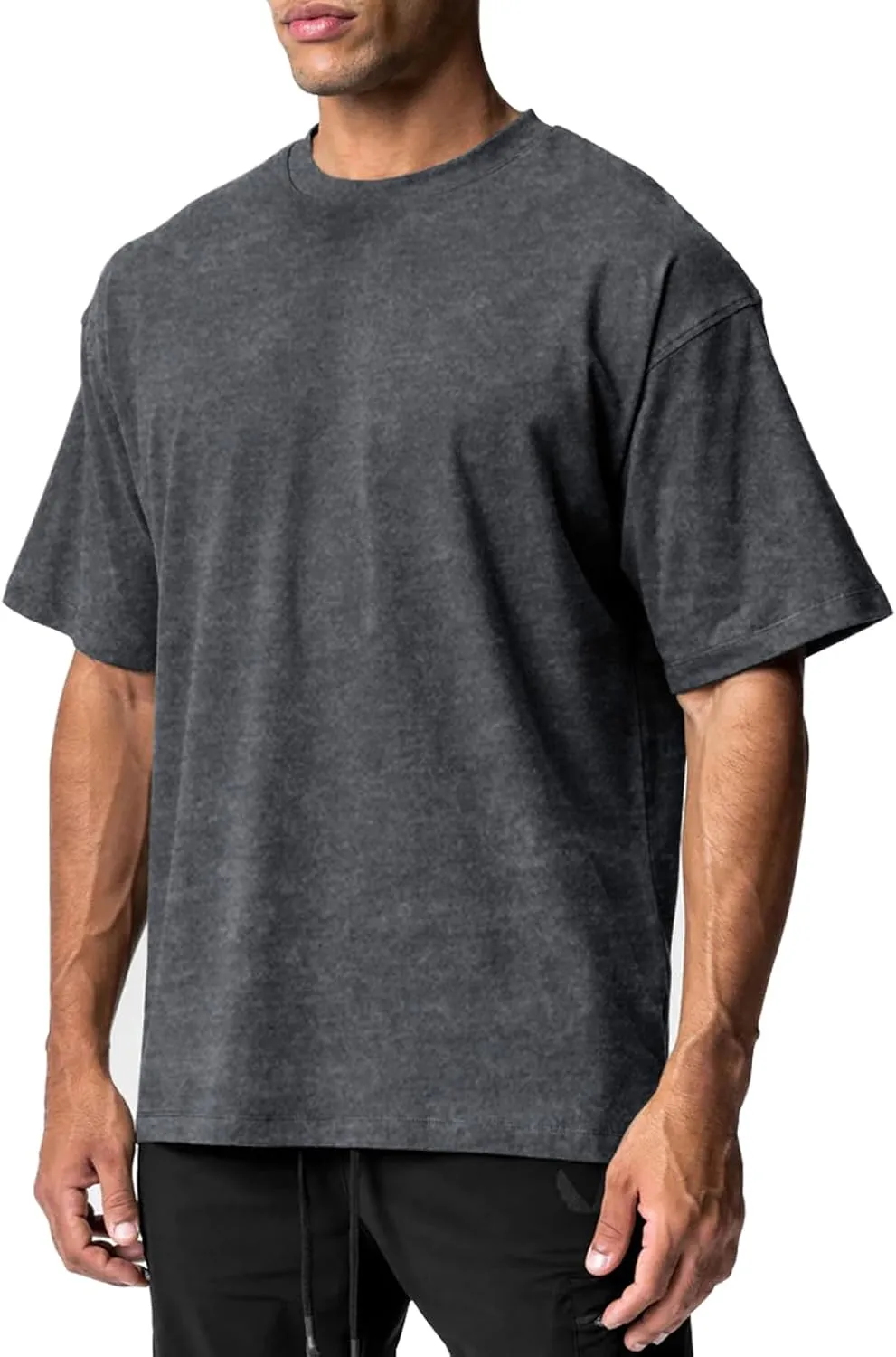 Men's Cotton Short Sleeve Crew Neck Shirts Athletic Tops Tees Oversized Gym Clothes for Men S-XXL