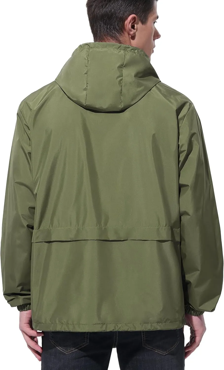Mens Rain Jacket Raincoat Windbreaker Running Waterproof Lightweight Packable with Hood Travel Hiking Cycling