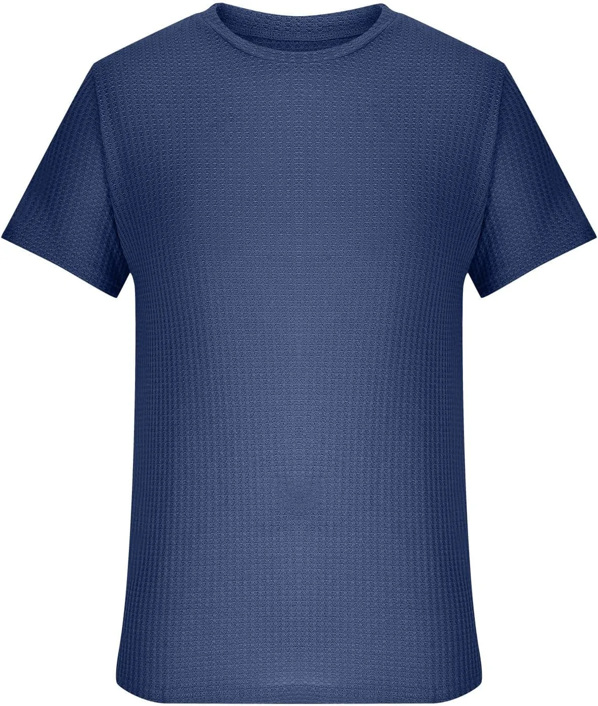 Mens Textured T-Shirts Lightweight Casual Knit Short Sleeve Crewneck Tops Summer Loose Fit Waffle Knit Pullover Tees