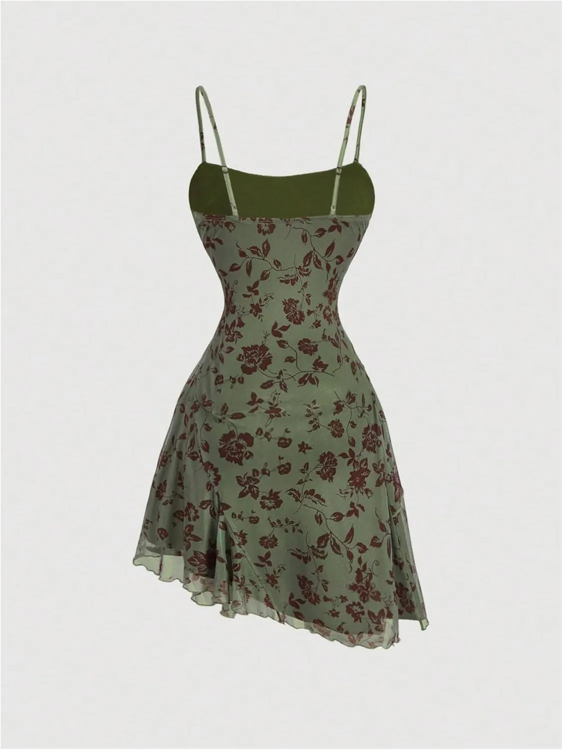 Milumia Women's Ruched Floral Spaghetti Straps Cami Dress Vintage Short Summer Dresses