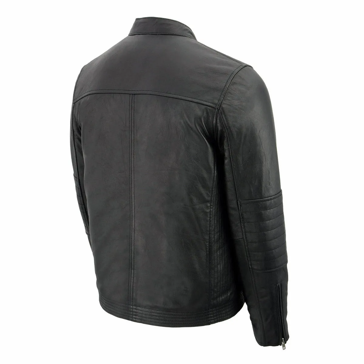 Milwaukee Leather SFM1806 Men's Black Euro Collar Cafe Style Leather