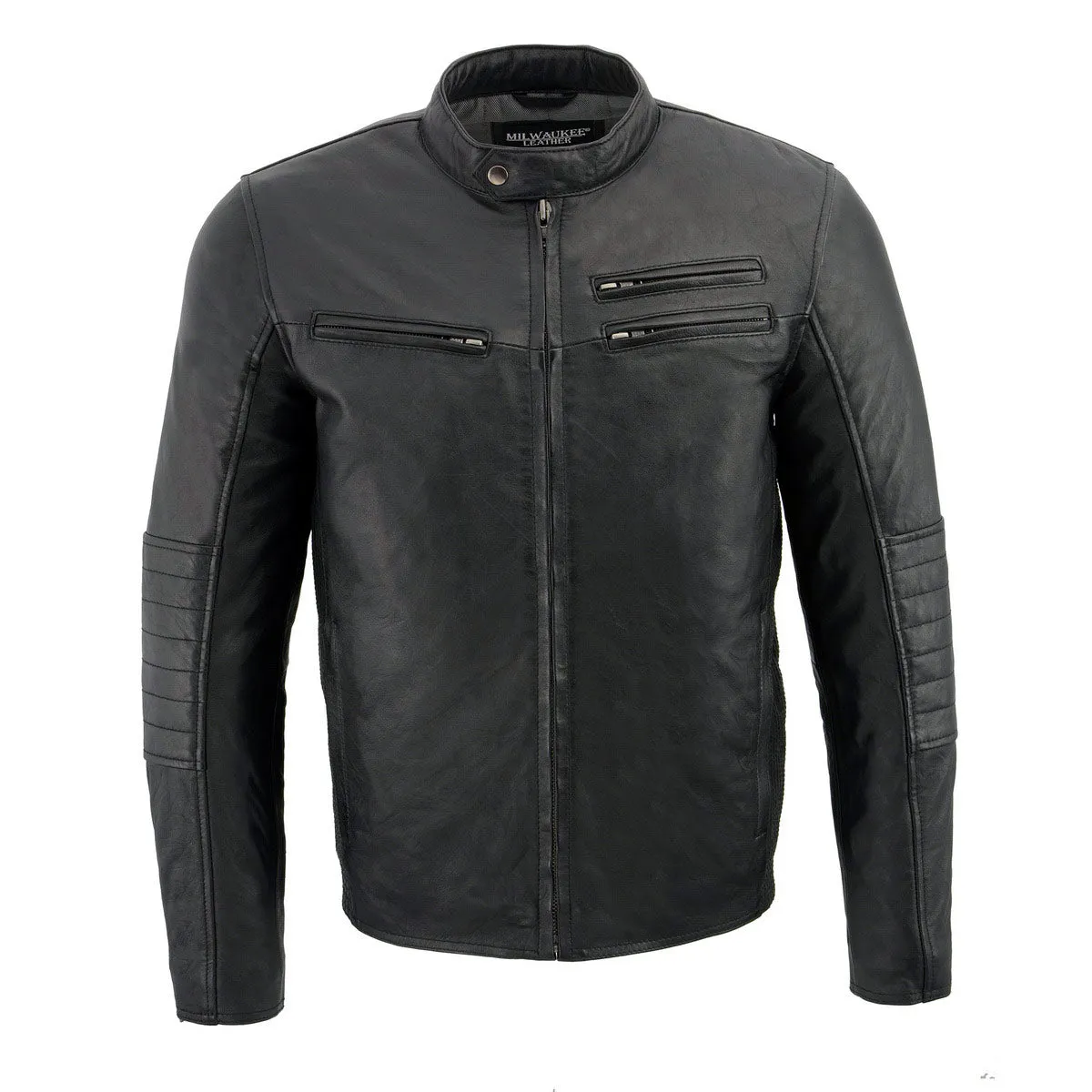 Milwaukee Leather SFM1806 Men's Black Euro Collar Cafe Style Leather